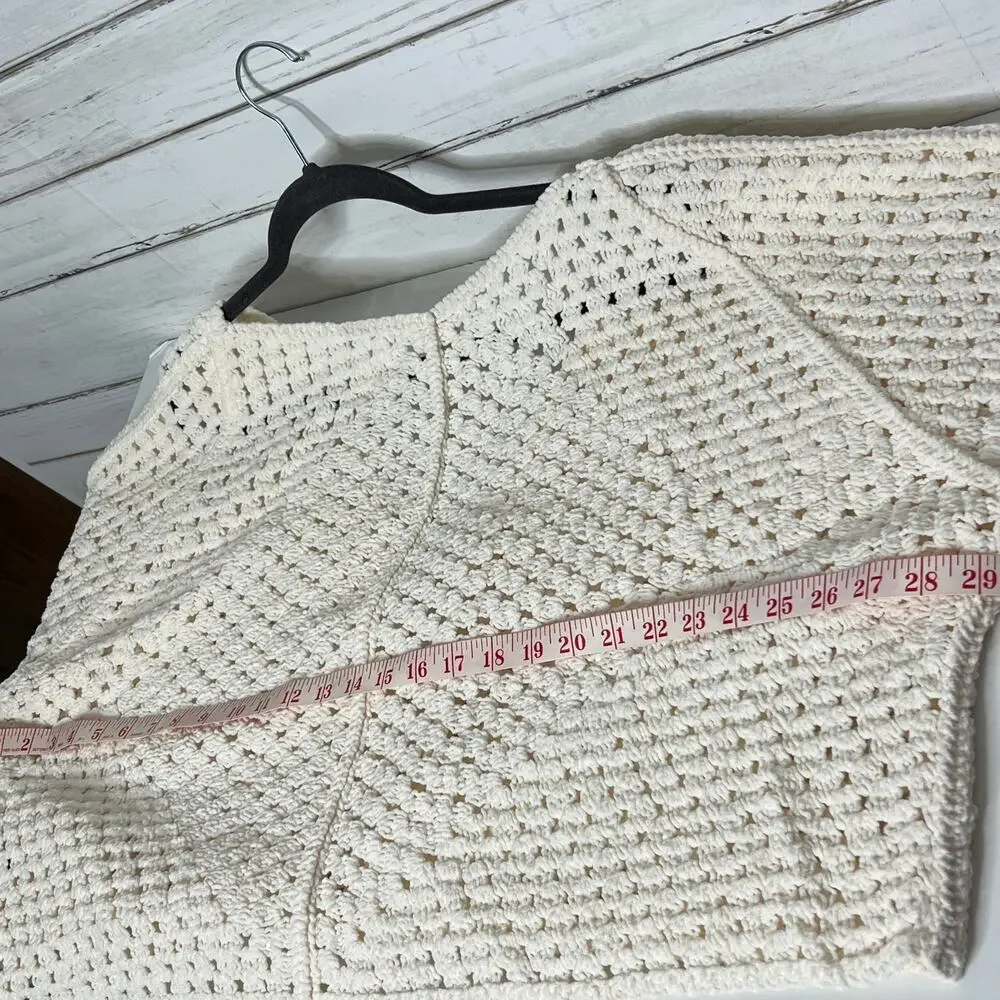 POL Crochet Cardigan Sweater Cream Ivory Size Medium